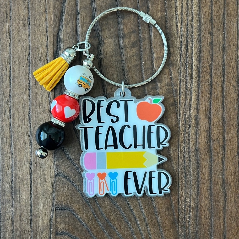 Keychain/Bag Charm - Best Teacher Ever - NWT - Handmade ✏️🍎✏️